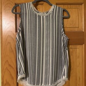 Who What Wear Black and White Striped Blouse